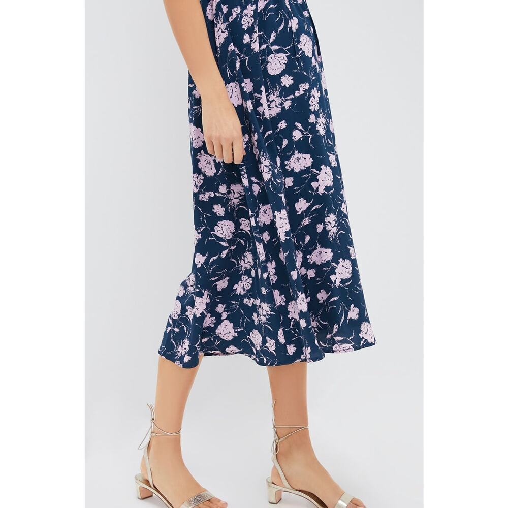 HYACINTH HOUSE Navy & Blush Abstract Floral Amanda Midi Dress Size S NWT - Picture 7 of 8